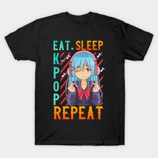 Cute Eat Sleep K-Pop Repeat Kawaii Anime Girl Kpop T-Shirt